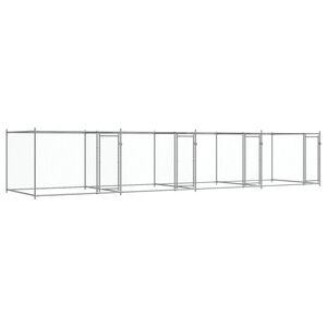 vidaXL suņu būris ar durvīm, pelēks, 8x2x1,5 m, cinkots tērauds