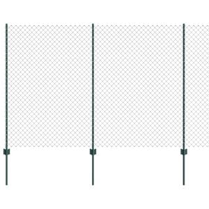 vidaXL Iek&scaron;ējais žogs ar stabu 10 x 1,5 m PVC pārklāts tērauds Zaļa