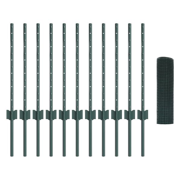 vidaXL Žogs ar stabu Zaļa 0,6 x 25 m Tērauds un PVC