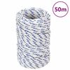 vidaXL laivu virve, balta, 2 mm, 50 m, polipropilēns