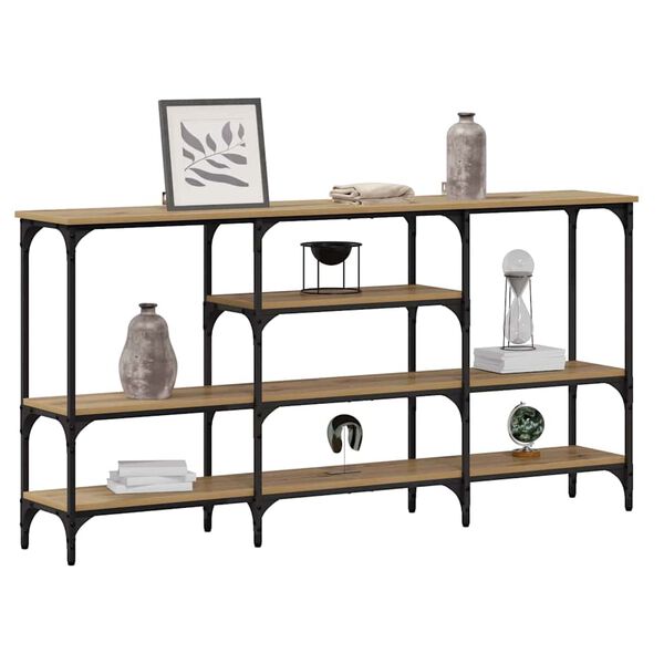 vidaXL Konsoles galds ar plauktu amatnieku ozola 160 x 29 x 80 cm