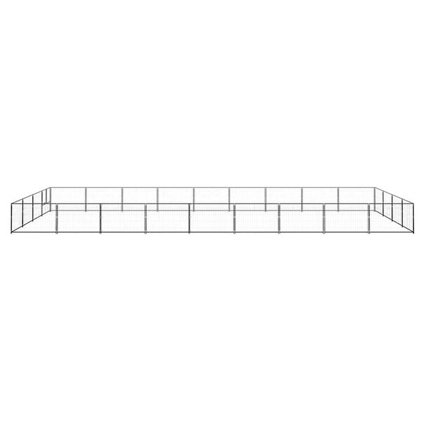 vidaXL suņu voljērs, melns, 36 m&sup2;, tērauds