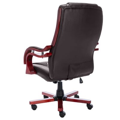 vidaXL biroja masāžas krēsls, brūna dabīgā āda