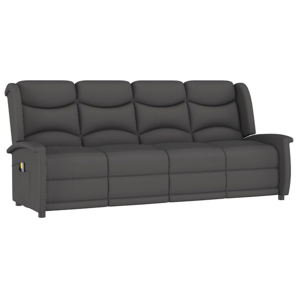 vidaXL četrvietīgs masāžas krēsls, atgāžams, tumši pelēks audums