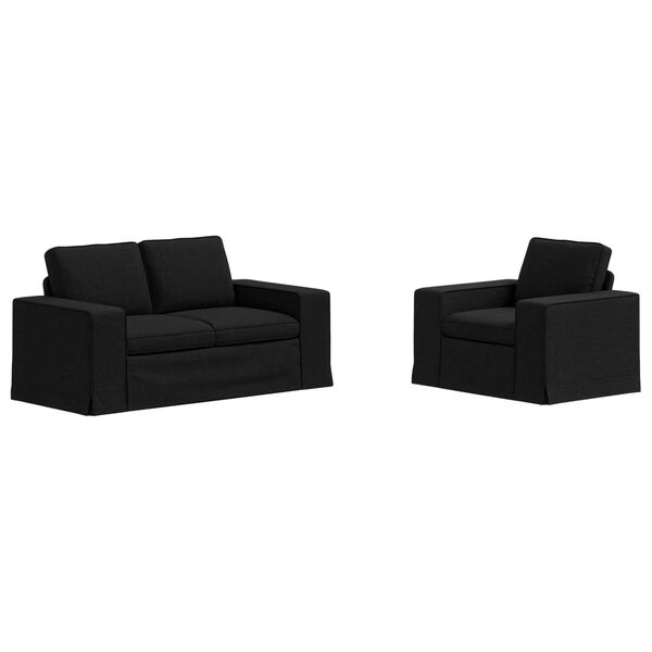 vidaXL Dīvāns 2 pcs Melna 182 x 80 x 82 cm audums
