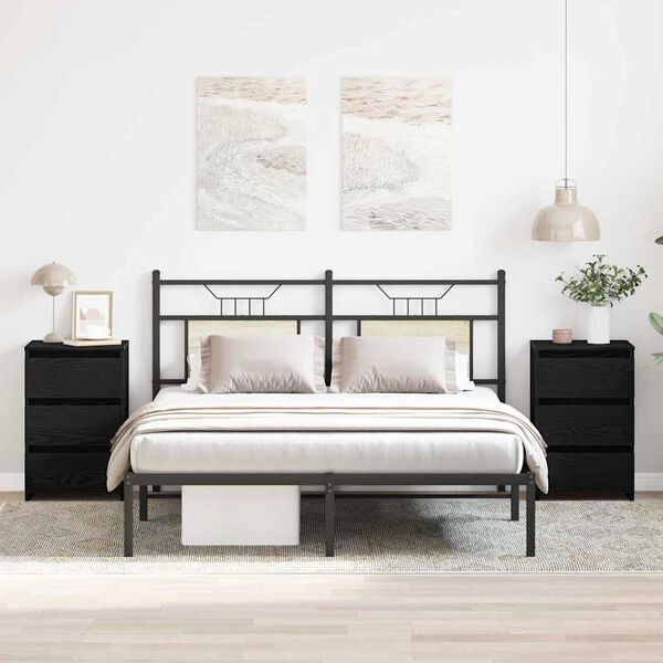 vidaXL Nakts skapītis 2 pcs Melns ozolkoks 40 x 35 x 62,5 cm