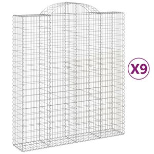 vidaXL arkveida gabiona grozi, 9 gb., 200x50x220/240cm, cinkota dzelzs