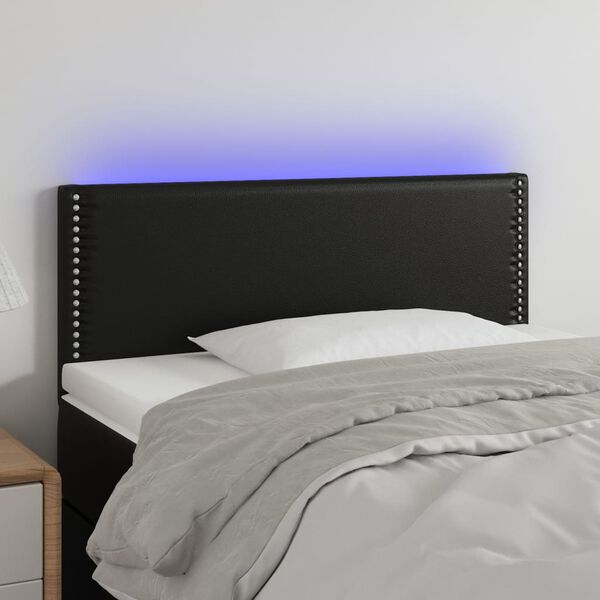 vidaXL gultas galvgalis ar LED, 80x5x78/88 cm, melna mākslīgā āda