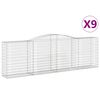 vidaXL arkveida gabiona grozi, 9 gb., 400x50x120/140cm, cinkota dzelzs