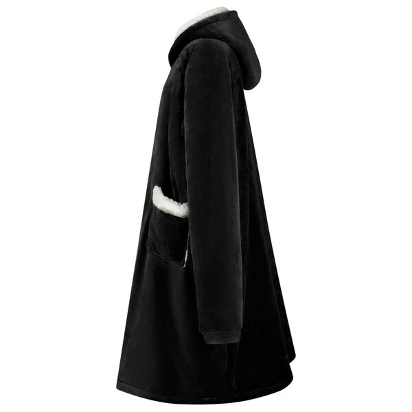 vidaXL Segas džemperis ar kapuci Melna L Fleeces un flaneļa