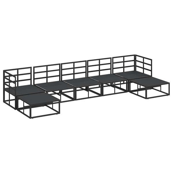 vidaXL Dārza dīvānu komplekts ar spilvenu Melna Alumīnijs