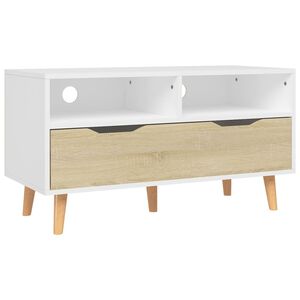 vidaXL TV skapītis, balts, ozolkoka, 90x40x48,5 cm, inženierijas koks