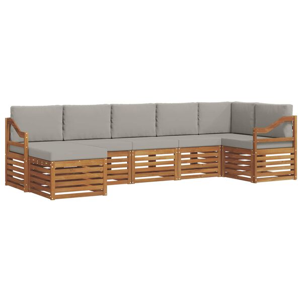 vidaXL Dīvāna komplekti ar spilvenu 7 pcs Dabīgs un gai&scaron;i pelēks