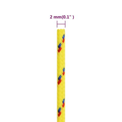 vidaXL laivu virve, dzeltena, 2 mm, 100 m, polipropilēns