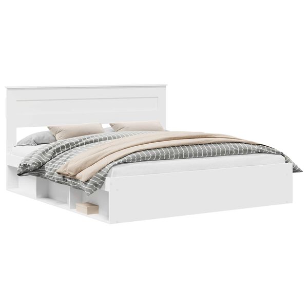 vidaXL Gultas rāmis Balts 180 x 200 cm Ciets priedes koks