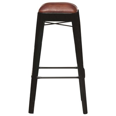 vidaXL bāra krēsli, 2 gab., melna dabīgā āda
