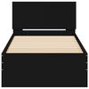 vidaXL gultas rāmis ar galvgali, melns, 90x190 cm, inženierijas koks