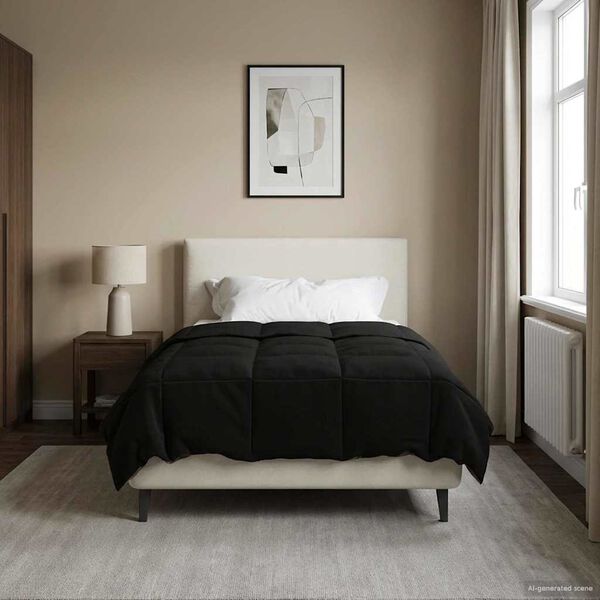 vidaXL Pilnas gada sega Tiltiņ&scaron; Melna 140 x 200 cm Mikro&scaron;ķiedra