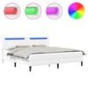 vidaXL Gultas rāmis ar LED sloksnēm Balts 180 x 200 cm Mākslīgā āda