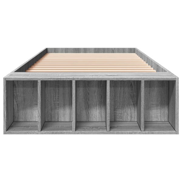 vidaXL gultas rāmis, pelēka ozolkoka, 90x200 cm, inženierijas koks