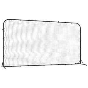vidaXL futbola atsitienu tīkls, melns, 366x90x183 cm, HDPE