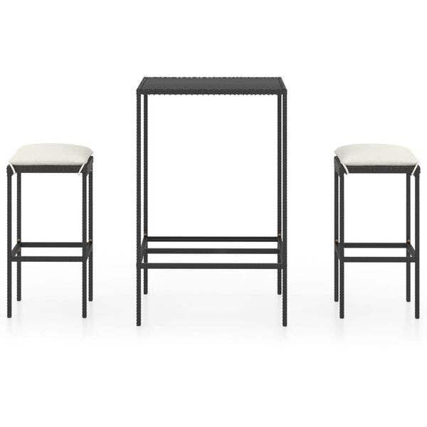 vidaXL 3-daļīgs dārza mēbeļu komplekts ar matračiem, PE rotangpalma