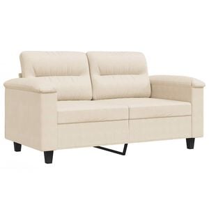 vidaXL divvietīgs dīvāns, 120 cm, bē&scaron;s mikro&scaron;ķiedras audums
