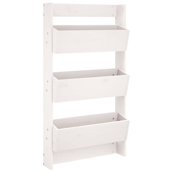 vidaXL puķu kaste, 3 līmeņi, 60x18,5x110 cm, balta, priedes masīvkoks