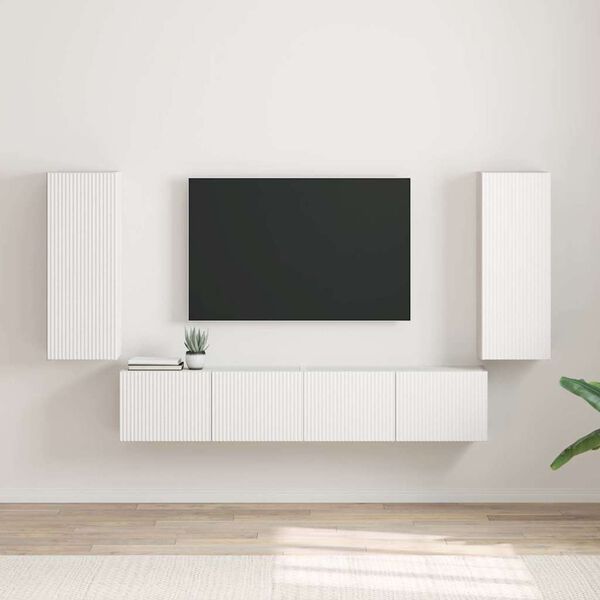 vidaXL TV sienas skapītis 2 pcs Balts 30 x 31 x 80 cm