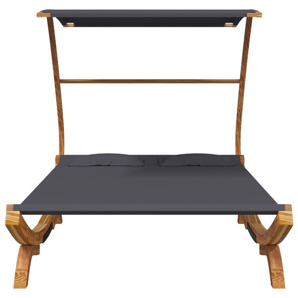 vidaXL āra gulta ar jumtu, 165x203x138 cm, liekts masīvkoks, pelēka