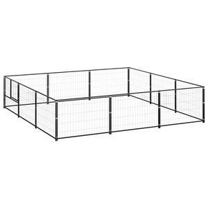 vidaXL suņu voljērs, melns, 9 m&sup2;, tērauds