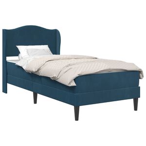 vidaXL Gultas rāmis ar galvas klāju Zila 90 x 200 cm Samts