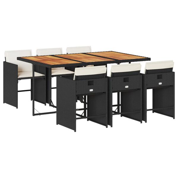 vidaXL 7-daļīgs dārza mēbeļu komplekts ar matračiem, PE rotangpalma