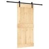 vidaXL Slīdo&scaron;ās durvis 90 x 210 cm Cieta priedes koks (neapstrādāts)