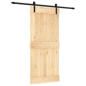 vidaXL Slīdo&scaron;ās durvis 90 x 210 cm Cieta priedes koks (neapstrādāts)