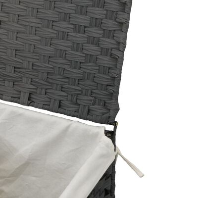 vidaXL veļas grozs ar vāku, pelēks, 46x33x60 cm, mākslīgā rotangpalma