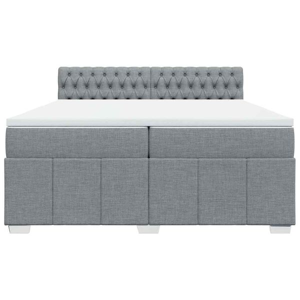 vidaXL atsperu gulta ar matraci, gai&scaron;i pelēka audums, 200x200cm