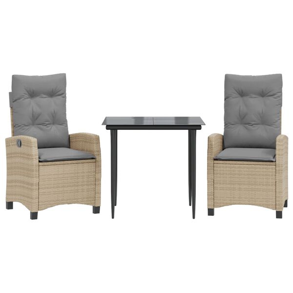 vidaXL 5-daļīgs dārza mēbeļu komplekts ar matračiem, PE rotangpalma