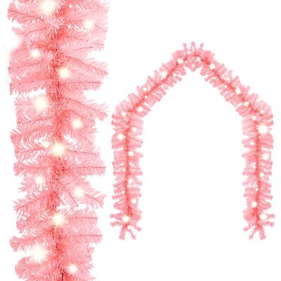 vidaXL Ziemassvētku vītne ar LED lampiņām, 10 m, rozā