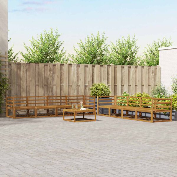 vidaXL Āra dīvānu komplekts ar spilvenu 9 pcs Dabisks un krējuma