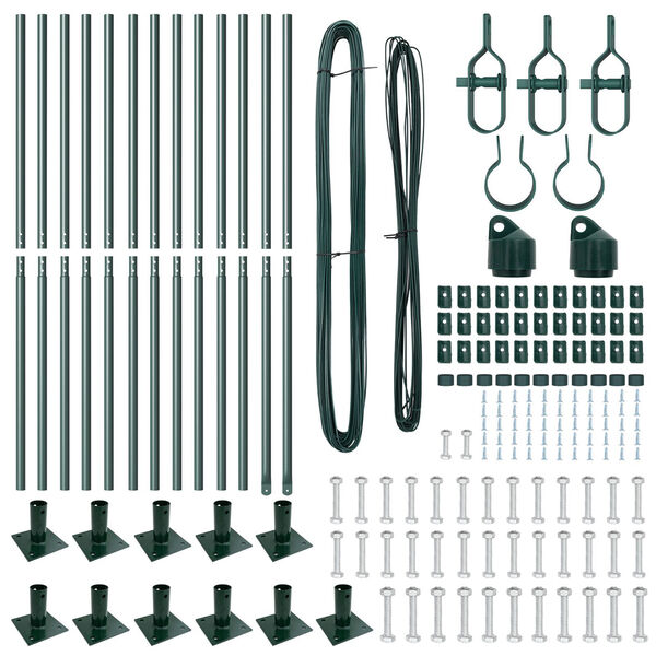 vidaXL Žoga stabi 13 pcs Zaļa Ø32mm 160 cm Cinkots tērauds