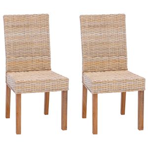 vidaXL Ēdamistabas krēsls 2 pcs Dabiska 45 x 54 x 93 cm