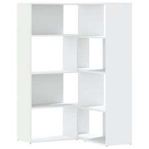 vidaXL 4-līmeņu grāmatu plaukts, balts, 85x85x140cm, inženierijas koks