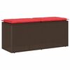 vidaXL dārza sols ar spilvenu brūns 110x40x44 cm polirotangpalmas