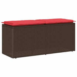 vidaXL dārza sols ar spilvenu brūns 110x40x44 cm polirotangpalmas