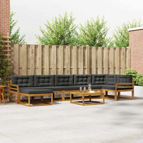 vidaXL Āra dīvānu komplekts ar spilvenu 8 pcs Dabisks un antracīts