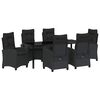 vidaXL Dārza ēdamgalds ar spilvenu 7 pcs Melna poliratāns