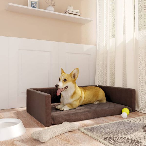 vidaXL suņu automa&scaron;īnas bagāžnieks, brūns, 90x60 cm, lina dizains