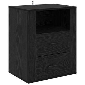 vidaXL Nakts skapītis Melns ozolkoks 35 x 50 x 60 cm Inženierijas koks