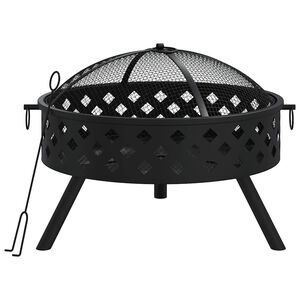vidaXL ugunskura trauks ar kruķi, 58 cm, XXL izmērs, tērauds